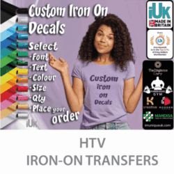 Iron On Vinyl Transfers. Custom HTV Stickers. Printed Vinyl DTF